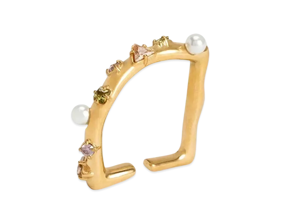 CHARLES & KEITH Beaded & Crystal Embellished Ring "Nude"