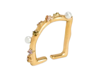 CHARLES & KEITH Beaded & Crystal Embellished Ring "Nude"