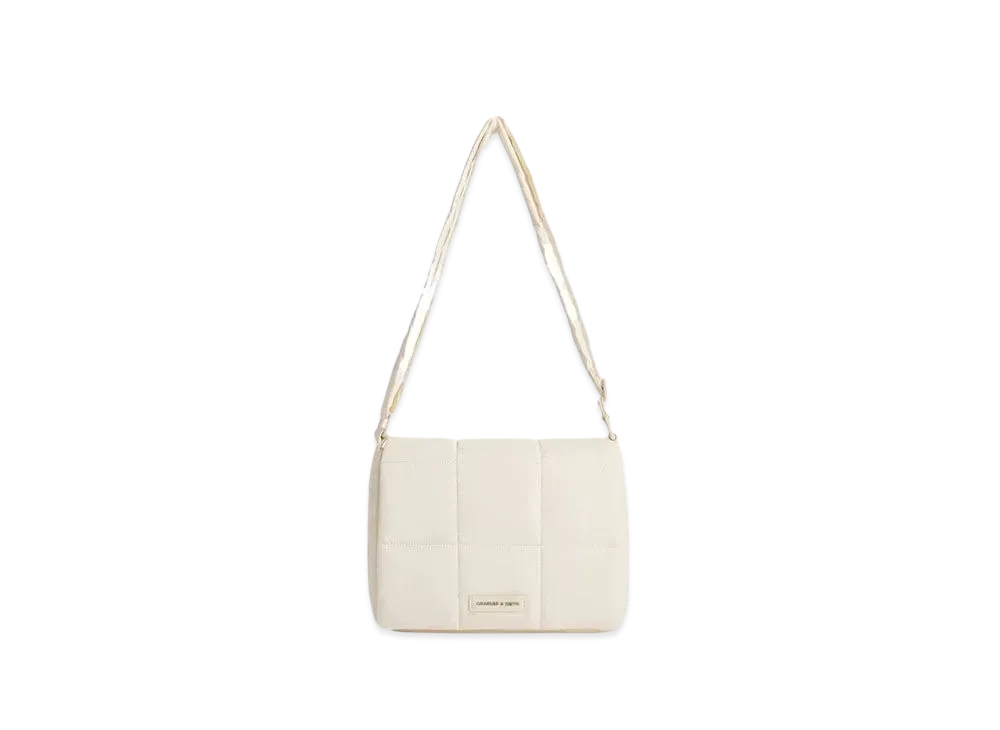 CHARLES & KEITH Mini Area Nylon Quilted Puffy Crossbody Bag "White"