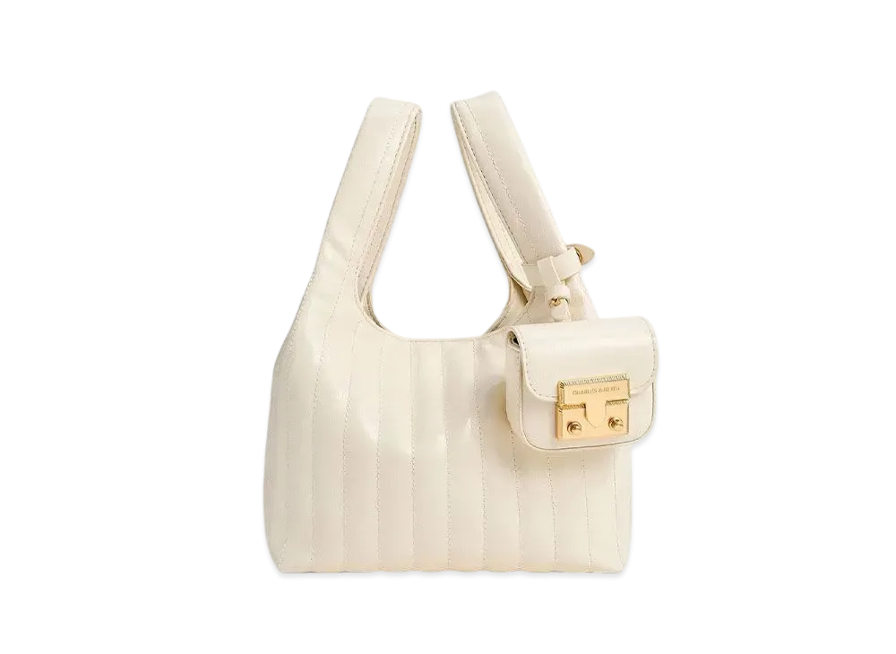 CHARLES & KEITH Donna Crinkle Effect Dumpling Bag "Cream"