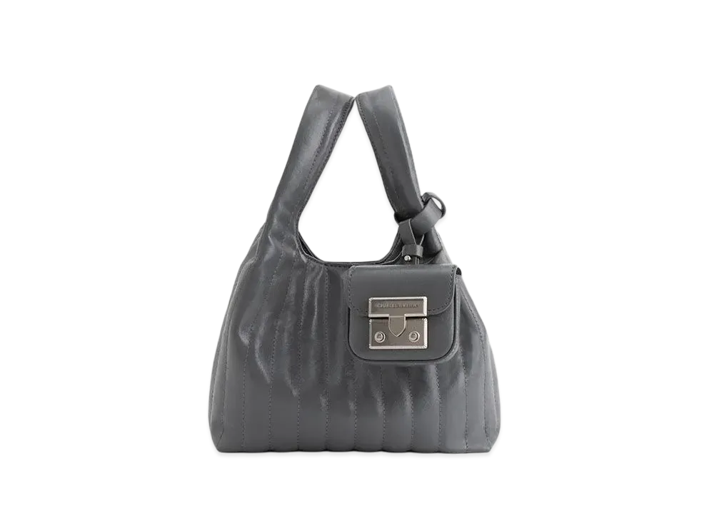 CHARLES & KEITH Donna Crinkle Effect Dumpling Bag "Grey"
