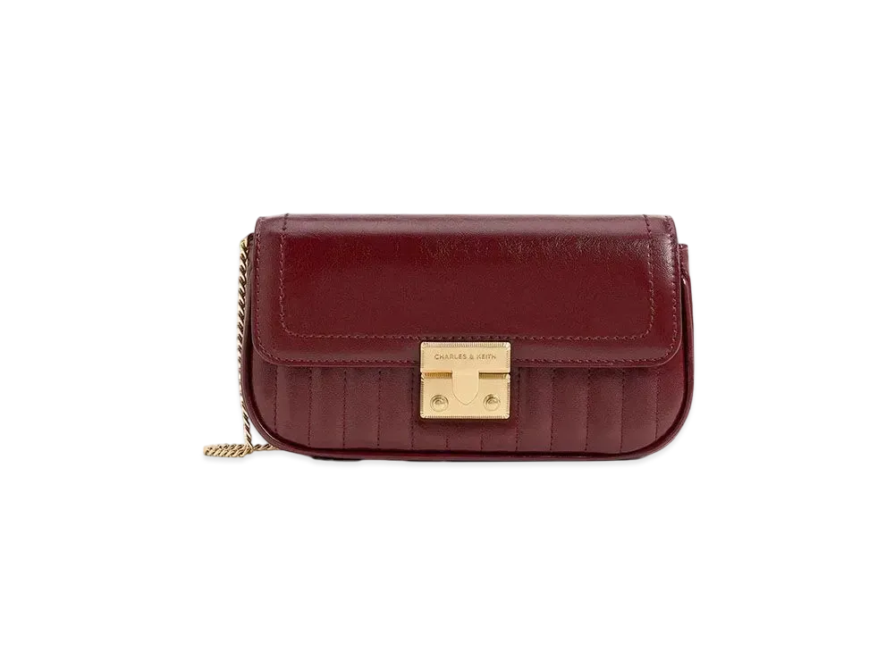 CHARLES & KEITH Mini Donna Crinkle Effect Bag "Burgundy"