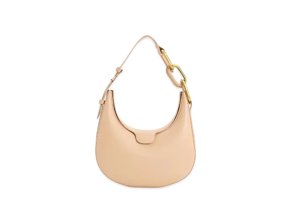 CHARLES & KEITH Kora Metallic Accent Moon Bag "Beige"