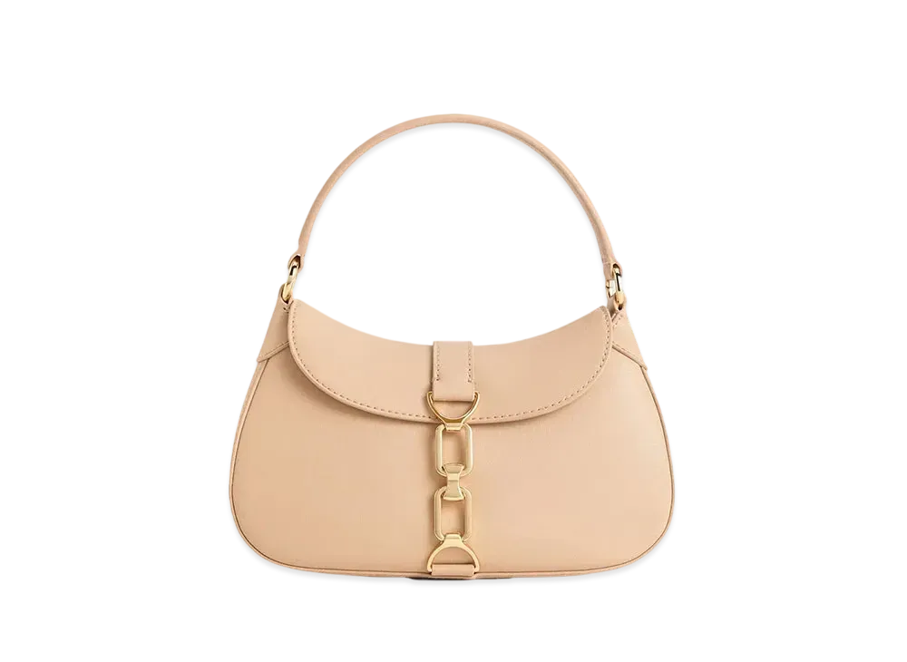 CHARLES & KEITH Agatha Chain Accent Hobo Bag "Beige"