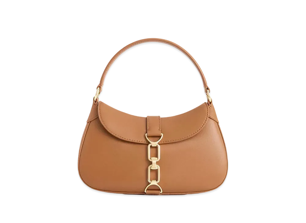 CHARLES & KEITH Agatha Chain Accent Hobo Bag "Brown"