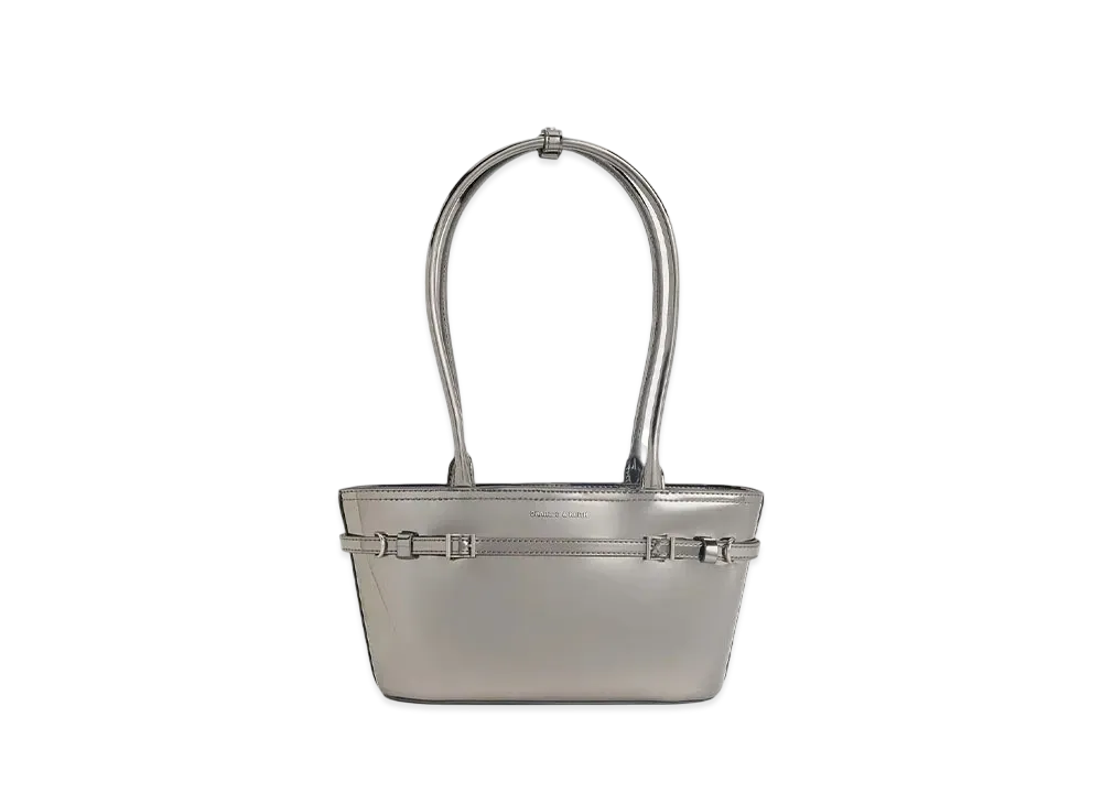 CHARLES & KEITH Sloan Elongated Handle Shoulder Bag "Pewter"