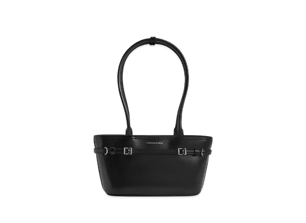 CHARLES & KEITH Sloan Elongated Handle Shoulder Bag "Noir"