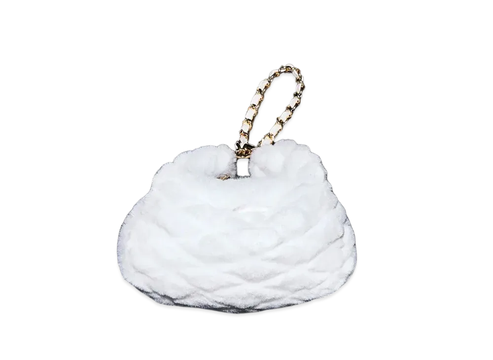 CHARLES & KEITH Duo Furry Quilted Crescent Bag "White"