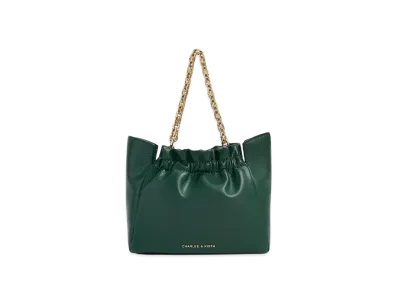 CHARLES & KEITH Bridget Chain Handle Shoulder Bag "Dark Green"
