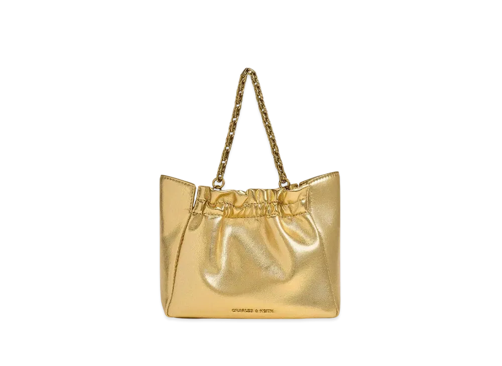 CHARLES & KEITH Bridget Chain Handle Shoulder Bag "Gold"