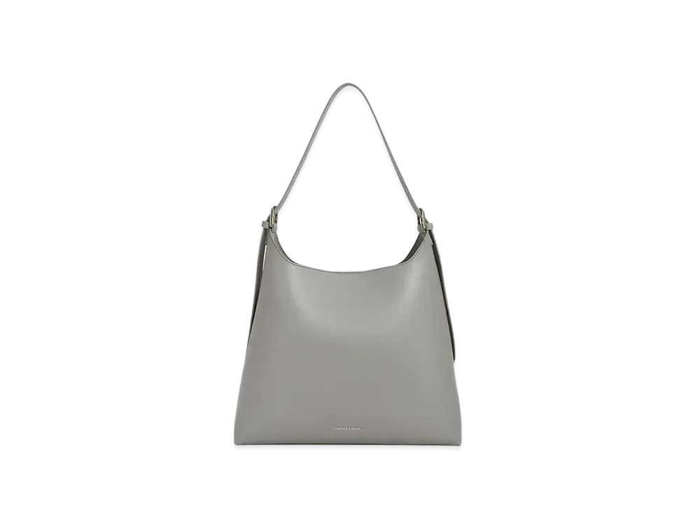 CHARLES & KEITH Double Buckle Trapeze Hobo Bag "Grey"