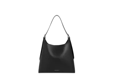 CHARLES & KEITH Double Buckle Trapeze Hobo Bag "Noir"