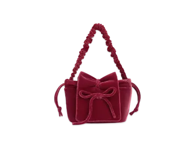CHARLES & KEITH Velvet Bowl Ruched Top Handle Bag "Pink"