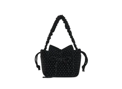 CHARLES & KEITH Velvet Bowl Ruched Top Handle Bag "BlackTextured"