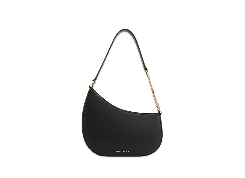 CHARLES & KEITH Asymmetric Shoulder Bag "Black"