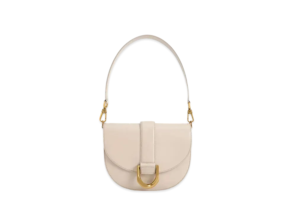 CHARLES & KEITH Gavine Leather Saddle Bag "Oat"