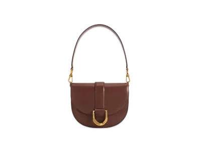 CHARLES & KEITH Gavine Leather Saddle Bag "DarkBrown"