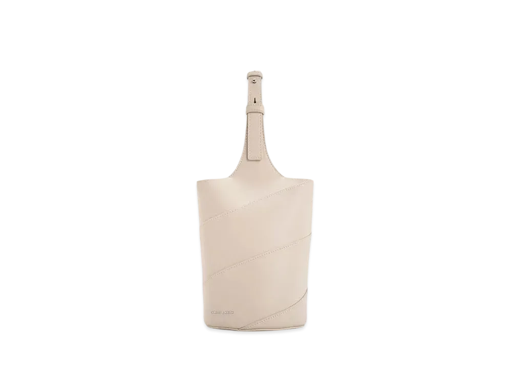 CHARLES & KEITH Torin Cylinder Bucket Bag "Oat"