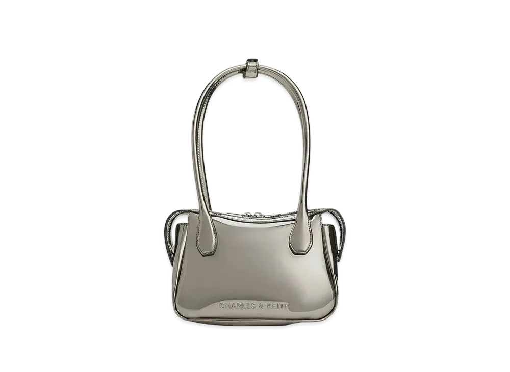 CHARLES & KEITH Bothy Textured Elongated Top-Handle Bag "Pewter"