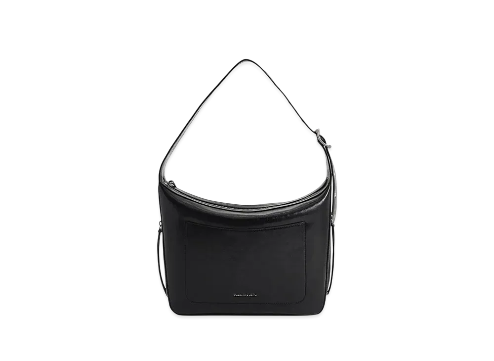 CHARLES & KEITH Zyria Elongated Hobo Bag "Noir"