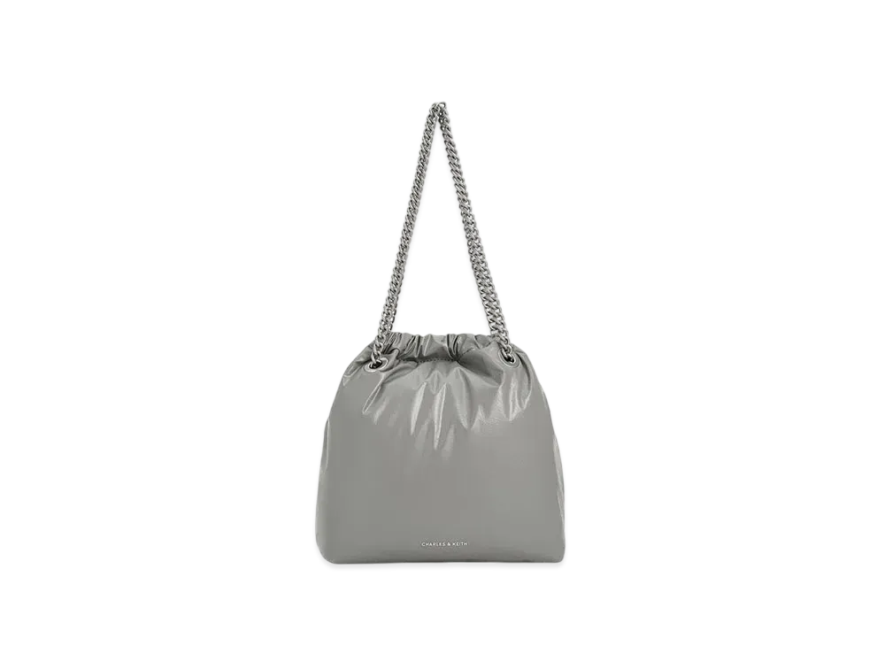 CHARLES & KEITH Kaia Chain Handle Tote Bag "Grey"