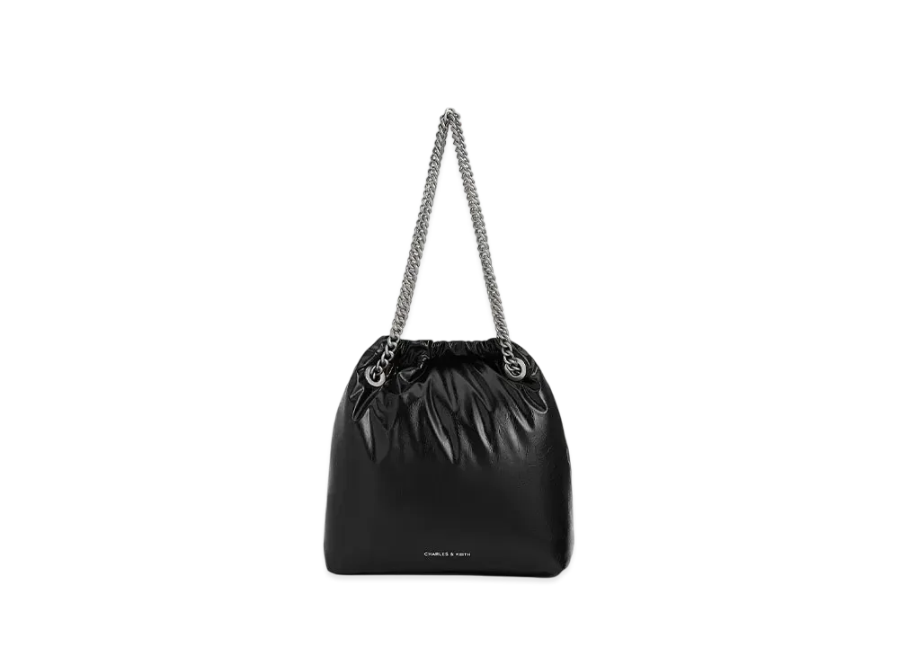 CHARLES & KEITH Kaia Chain Handle Tote Bag "Noir"