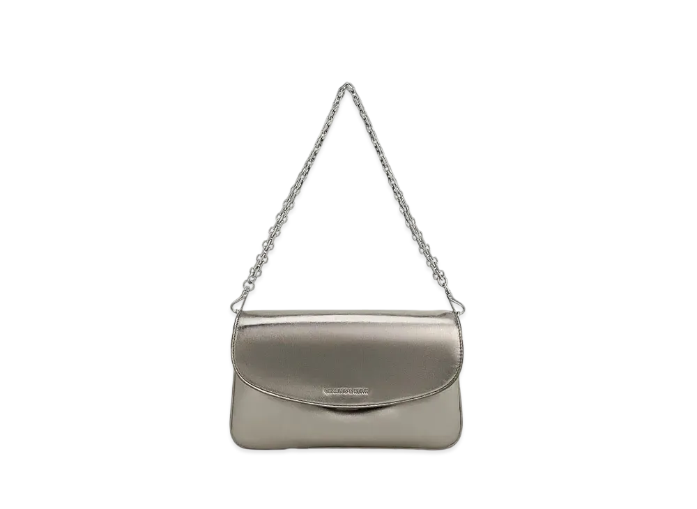 CHARLES & KEITH Kaia Metallic Front Flap Shoulder Bag "Pewter"
