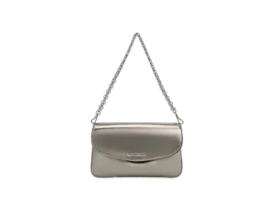 CHARLES & KEITH Kaia Metallic Front Flap Shoulder Bag "Pewter"