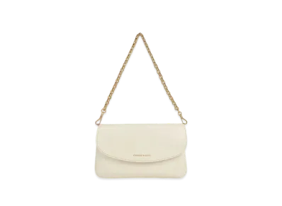 CHARLES & KEITH Kaia Metallic Front Flap Shoulder Bag "Cream"