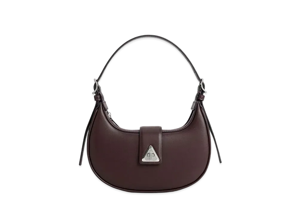 CHARLES & KEITH Triangle Buckle Belt Shoulder Bag "Plum"