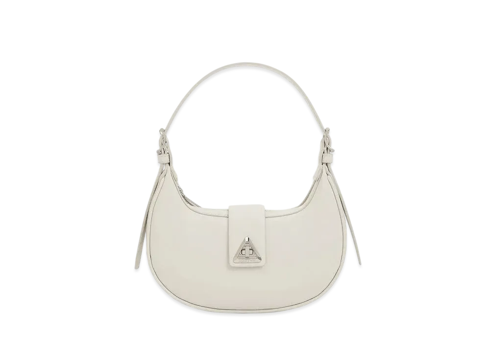 CHARLES & KEITH Triangle Buckle Belt Shoulder Bag "Chalk"