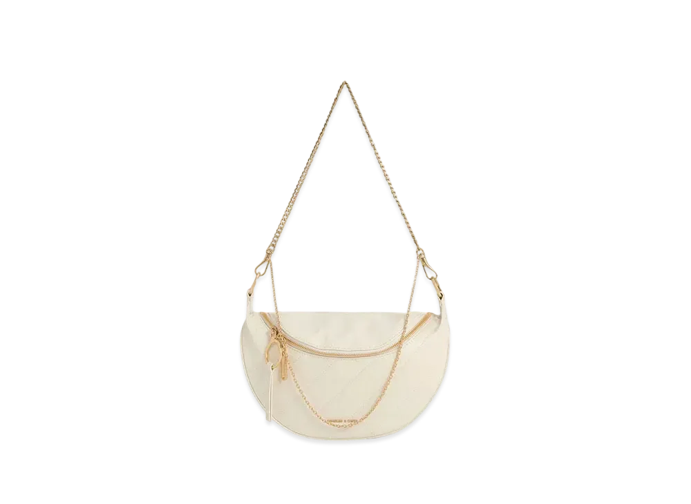 CHARLES & KEITH Philomena Half Moon Crossbody Bag "Cream"