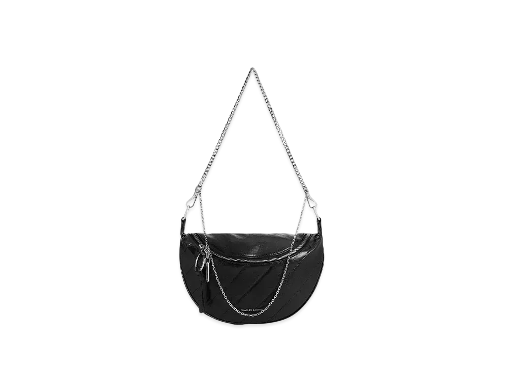 CHARLES & KEITH Philomena Half Moon Crossbody Bag "Noir"