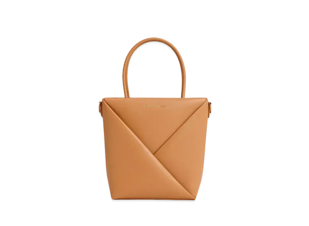 CHARLES & KEITH Midori Geometric Tote Bag "Toffee"