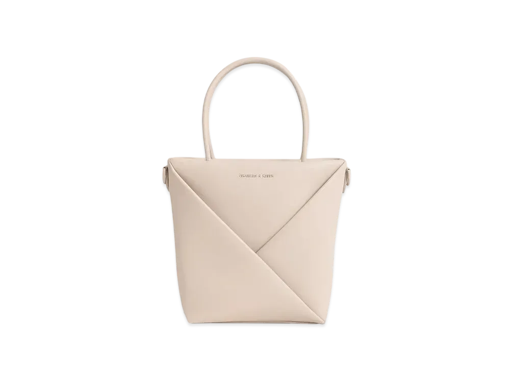 CHARLES & KEITH Midori Geometric Tote Bag "Oat"