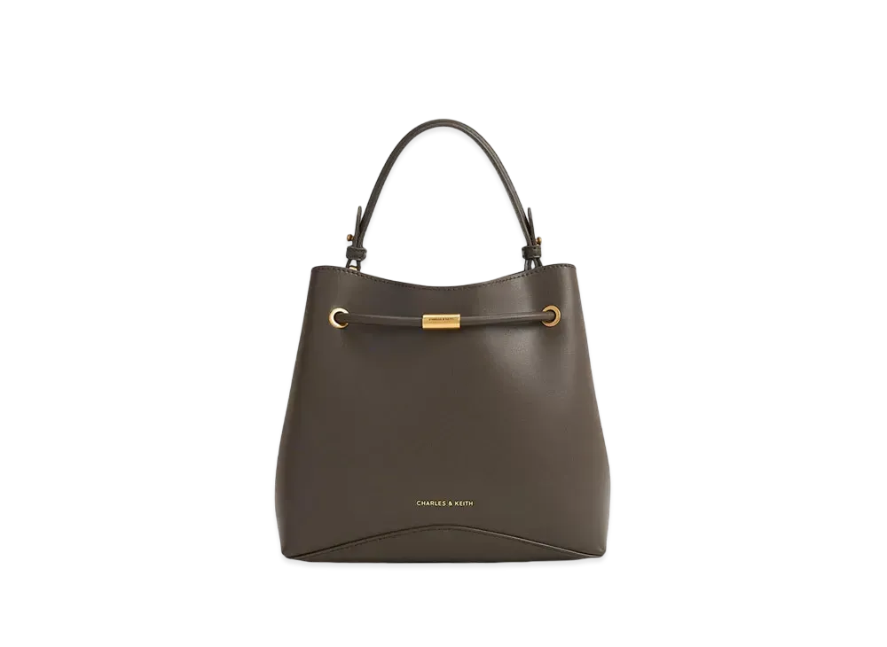 CHARLES & KEITH Civil Geometric Bucket Bag "DarkMoss"