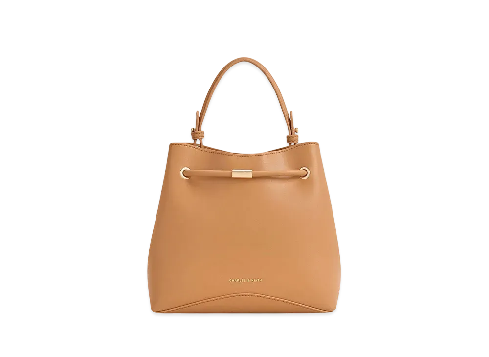 CHARLES & KEITH Civil Geometric Bucket Bag "Toffee"