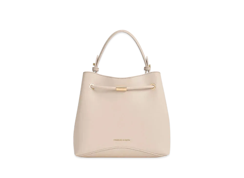 CHARLES & KEITH Civil Geometric Bucket Bag "Oat"