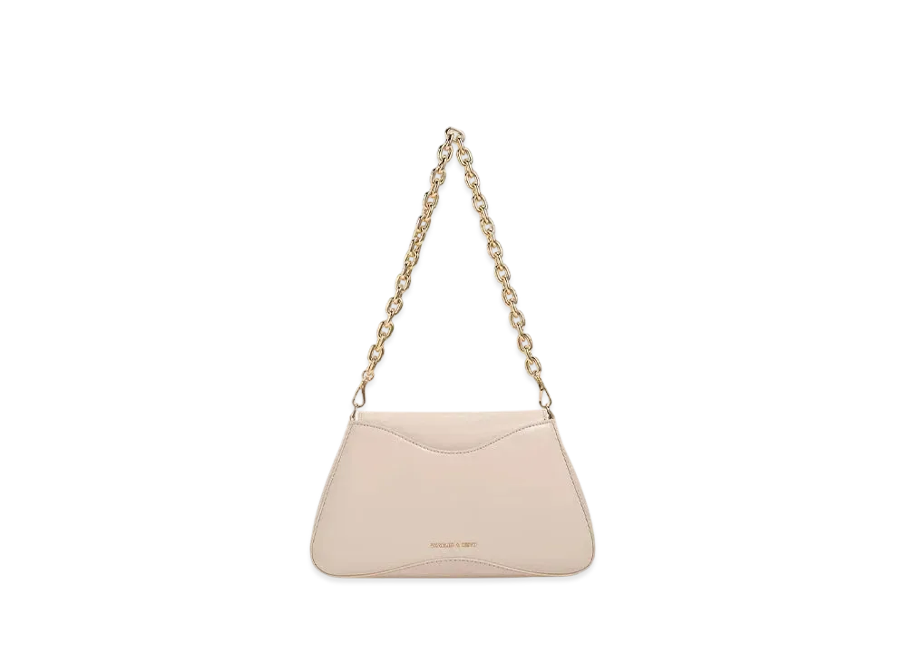 CHARLES & KEITH Civil Trapeze Chain-Handle Bag "Oat"