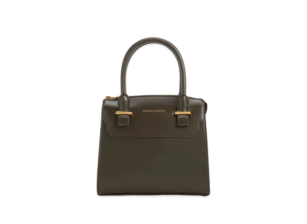 CHARLES & KEITH Temmy Structured Tote Bag "DarkMoss"
