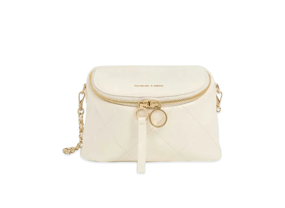 CHARLES & KEITH Upfula Quilted Cross-Body Bag "Cream"