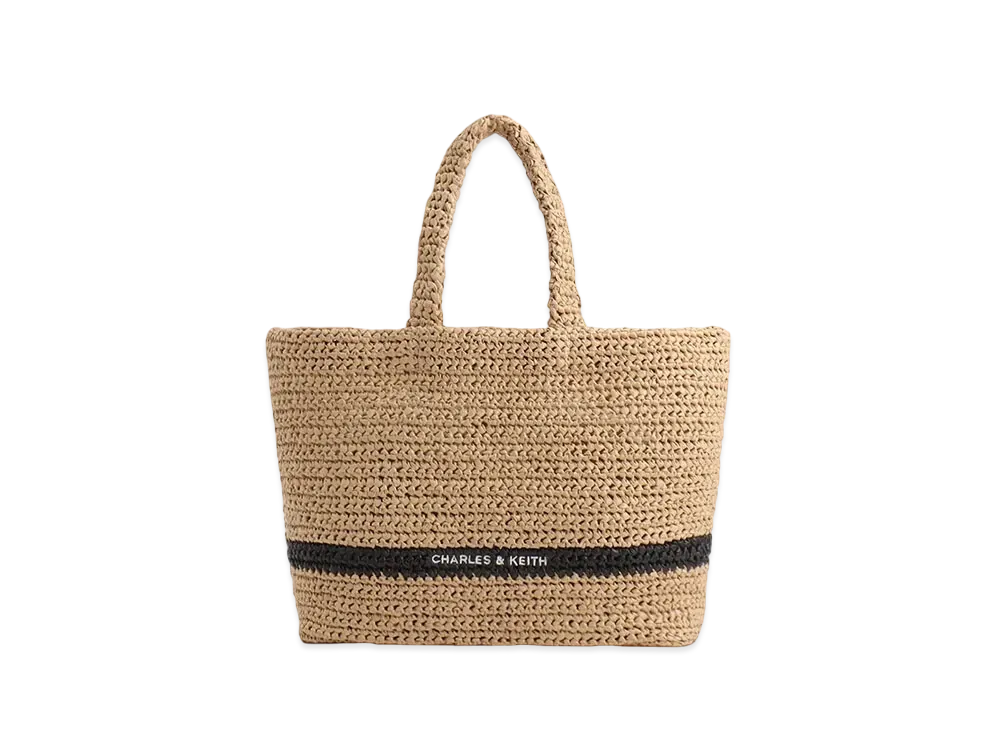 CHARLES & KEITH Allegra Knit Tote Bag "Beige"