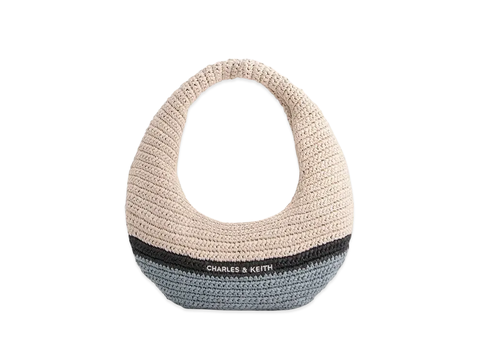 CHARLES & KEITH Allegra Knit Slouchy Hobo Bag "Cream"