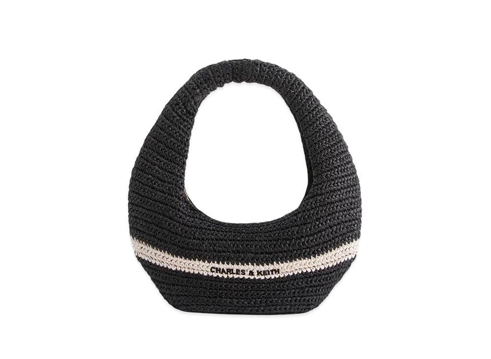 CHARLES & KEITH Allegra Knit Slouchy Hobo Bag "Black"