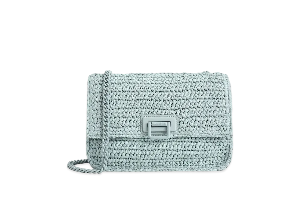 CHARLES & KEITH Never Woven Chain-Handle Shoulder Bag "SageGreen"