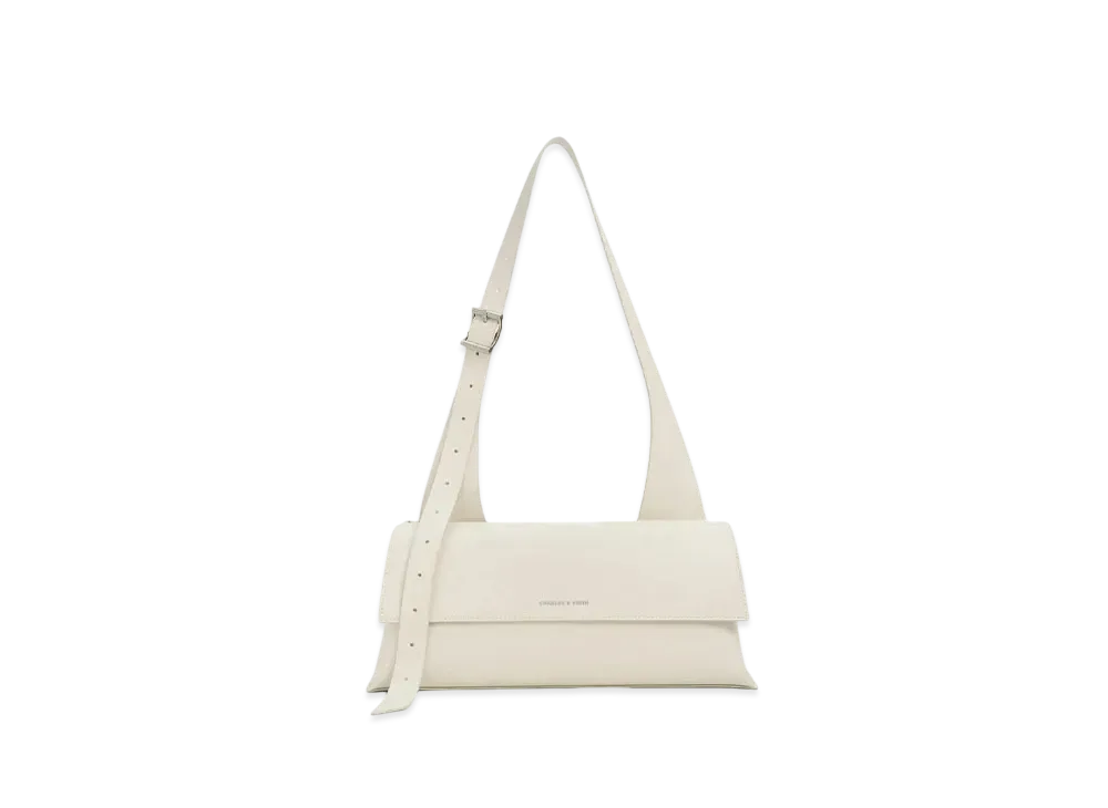 CHARLES & KEITH Marceline Canvas Trapeze Shoulder Bag "Cream"