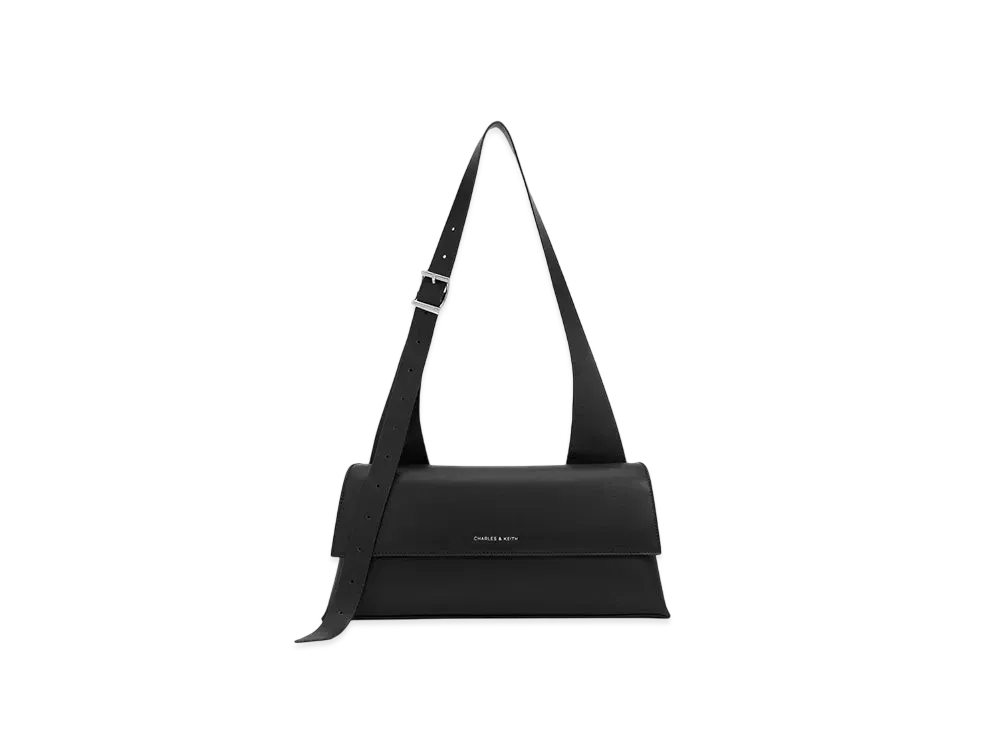 CHARLES & KEITH Marceline Canvas Trapeze Shoulder Bag "Noir"