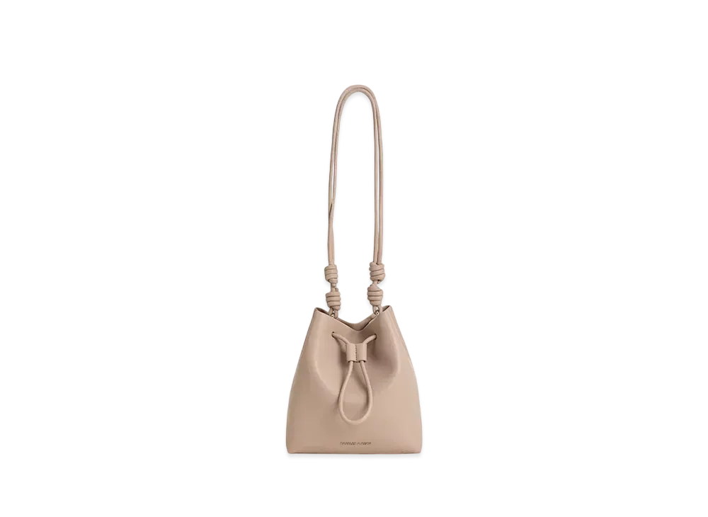 CHARLES & KEITH Leia Knot Bucket Bag "Taupe"