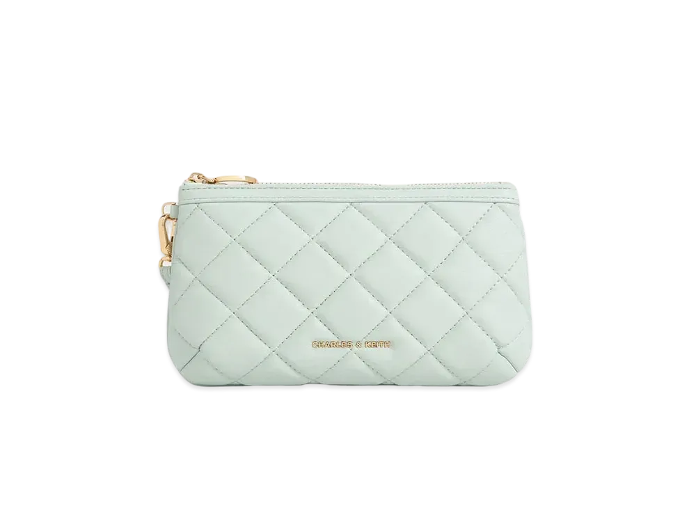 CHARLES & KEITH Cressida Quilted Wristlet "SageGreen"