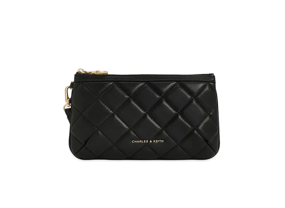 CHARLES & KEITH Cressida Quilted Wristlet "Black"